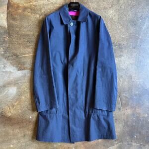 Mackintosh Made in Scotland Men's Navy Bonded Cotton Raincoat S